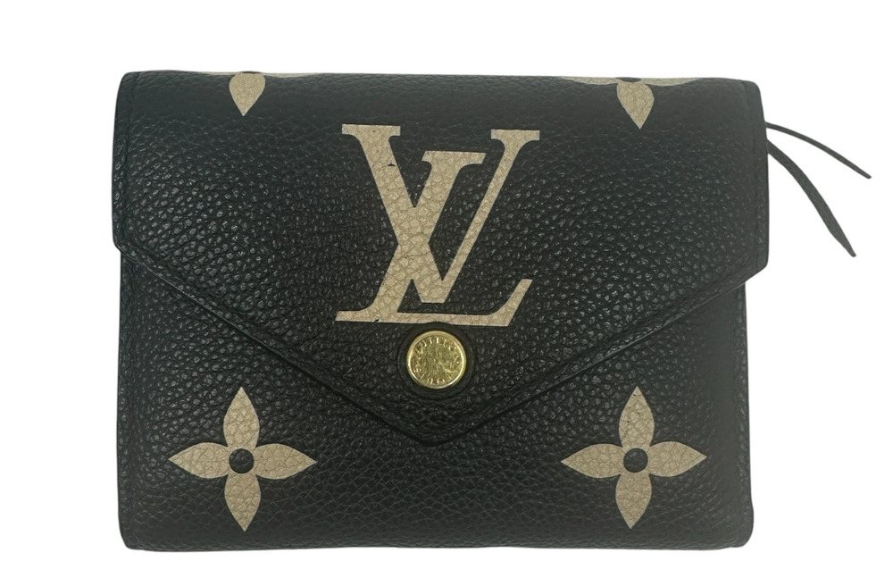 Louis Vuitton Monogram Empreinte Portefeuille Wallet Leather Beige Black